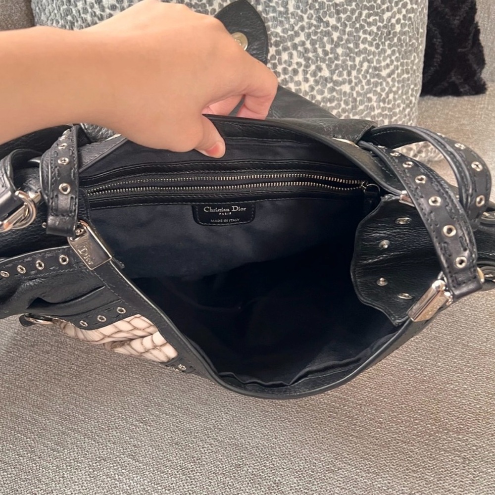 Dior Limited Edition Black Crocodile Textured Leather Savane Chic Flap Bag rare - Picture 11 of 11